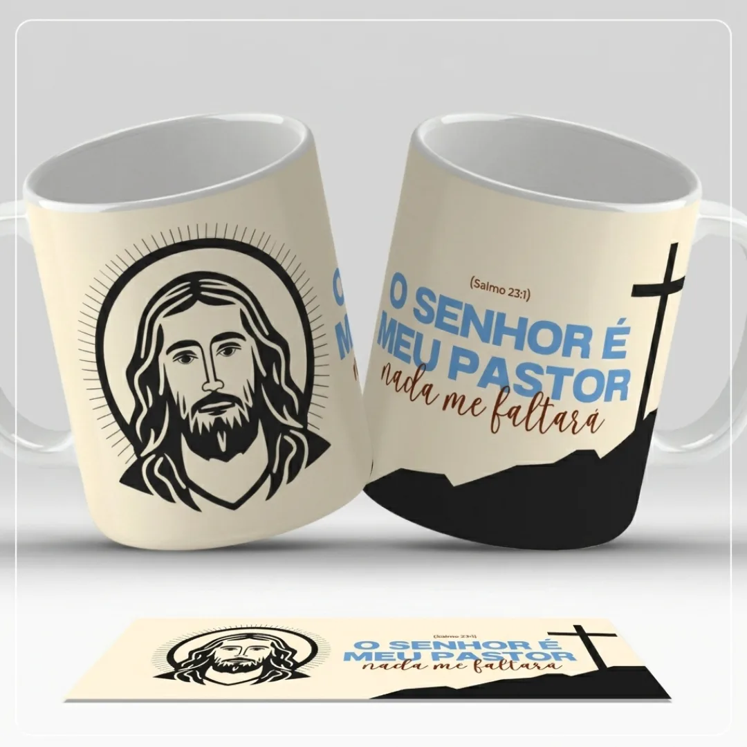 Caneca Salmo 23: Um versículo para o café da manhã.
